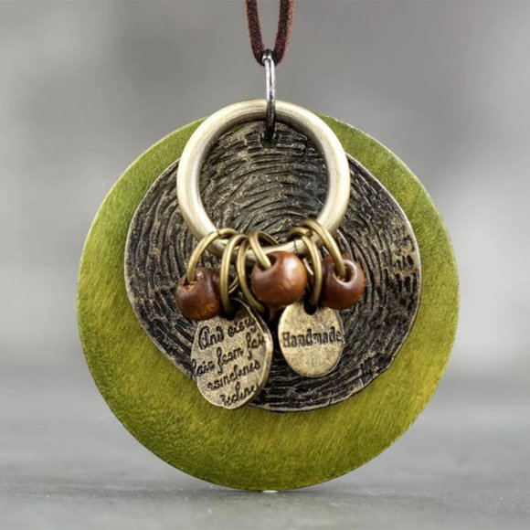 Bohemian Wood Leather Necklace - Picture 3 of 15